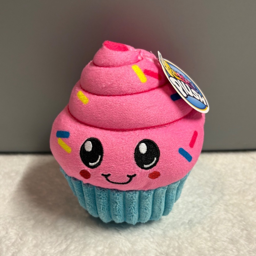 BMI Merchandise Cupcake Plush Pink Frosting Blue Base Sprinkles Kawaii Toy NWT